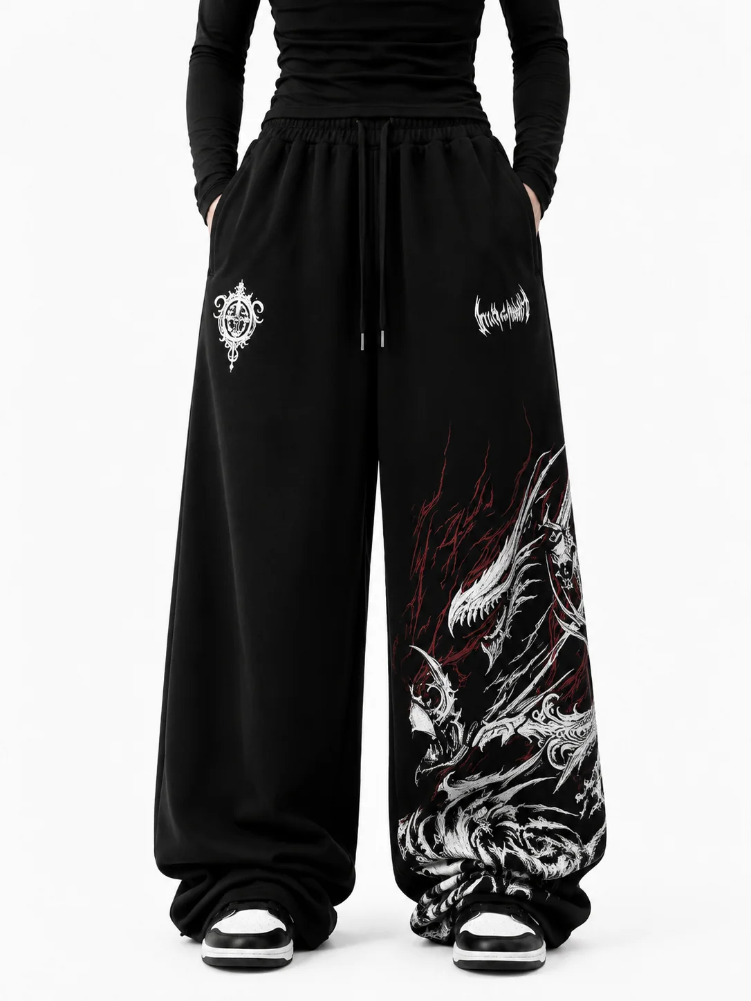 Fashion Street Night - Vintage-Hosen für Herren mit Drachenmotiv, lässiger