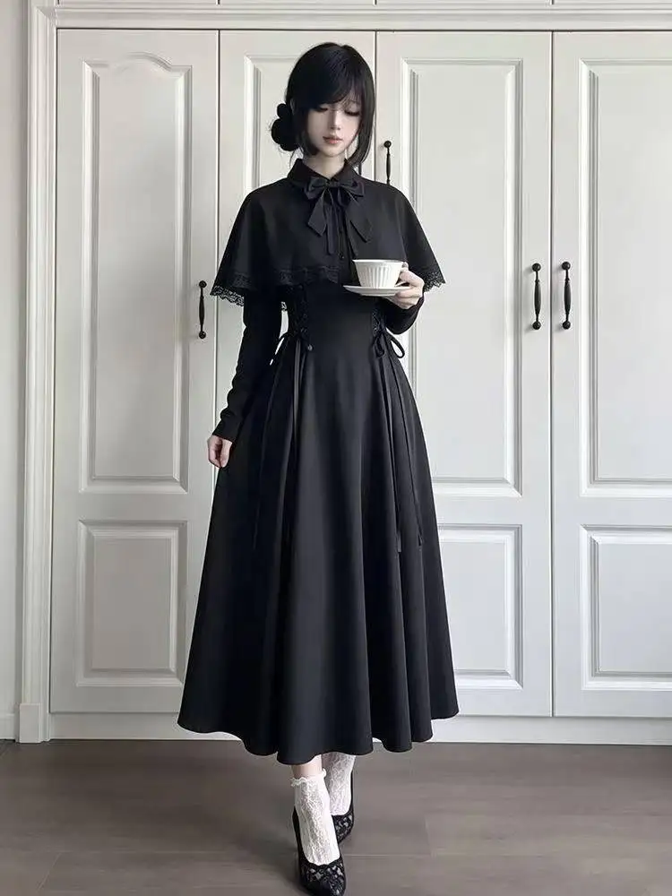 Schwarzes Gothic-Lolita-Midikl – Fashion Street Night Bewertung und Preis
